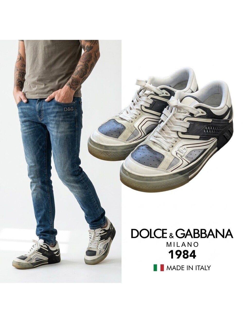 Dolce & Gabbana 2.Zero 1984 Men Sneakers Italy US 8.5 EU42